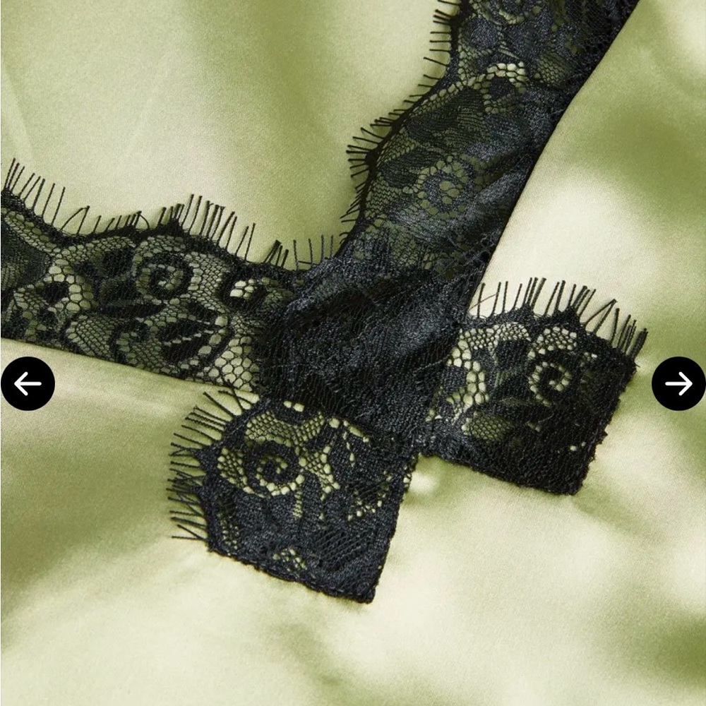 All Saints Sage and Black Lace Chemise - Picture 5 of 10